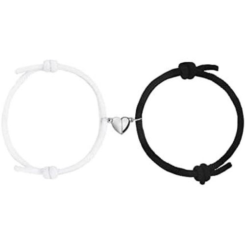Eryi-Bracelet De Couple Magnétiques, Ensemble Bracelet De Couple Bracelet Aimanté Réglable Bracelet D'amitié Attraction Mutuelle Tressé Corde Bracelet Couple Pour Meilleurs Amis, Copines, Soeurs