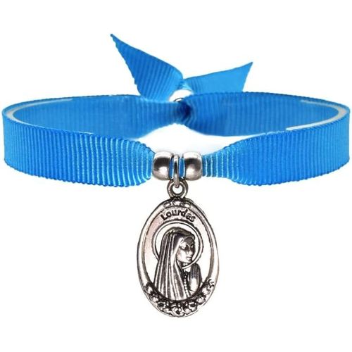 Eryi-Bracelet Vierge De Lourdes, Ruban Notre-Dame De Lourdes, Bracelet Tissu Ajustable, Ruban Religieux Pour Femme Et Homme.