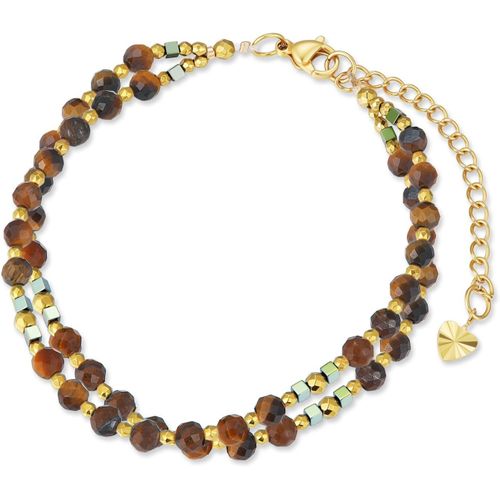 Eryi-Bracelets En Pierre Précieuse Pour Femme Bracelet En Pierre Naturelle Véritable De 4 Mm Bracelet De Perles Double Pour Femme Acier Inoxydable Longueur Réglable 18,5 + 5 Cm
