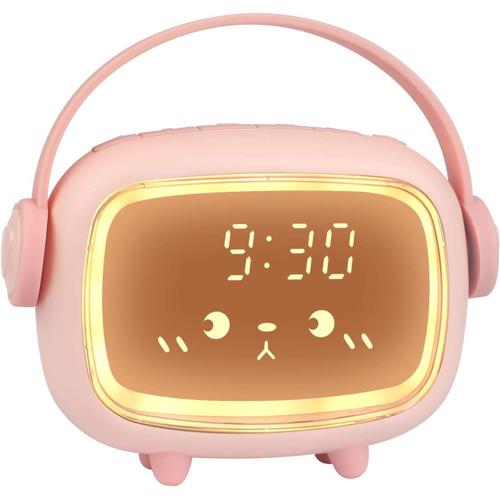 Réveil numérique pour Enfants pour Filles garçons, réveil numérique Angel Réveil avec lumières et Fonction Snooze (Rose)