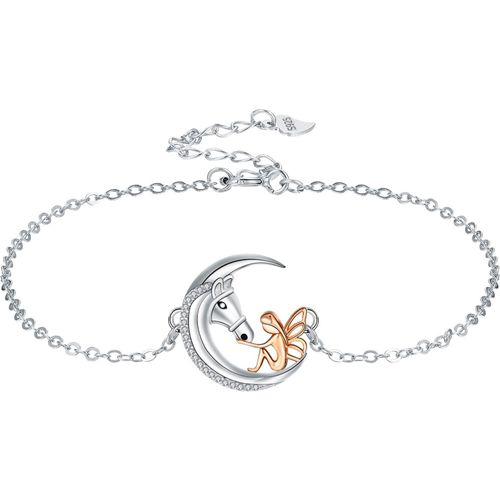 Eryi-Femme Fille Et Chevalbracelet Bijoux Cadeaux Argent Sterling 925 Pendentif Ange Mignon Bijoux Pour Cadeaux Noël D'anniversaire Pour Femmes
