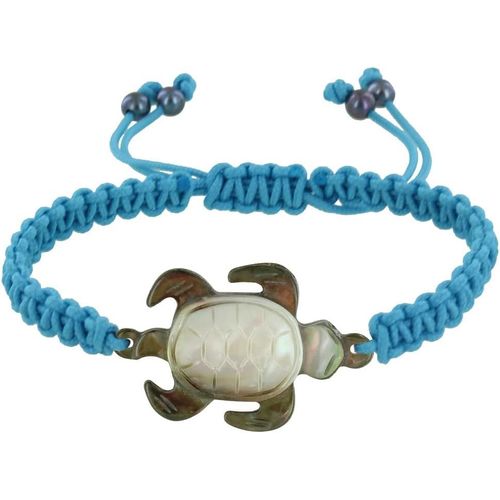 Eryi-- Bracelet Tortue Nacre Grise Lien Tréssé