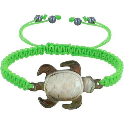 Eryi-- Bracelet Tortue Nacre Grise Lien Tréssé