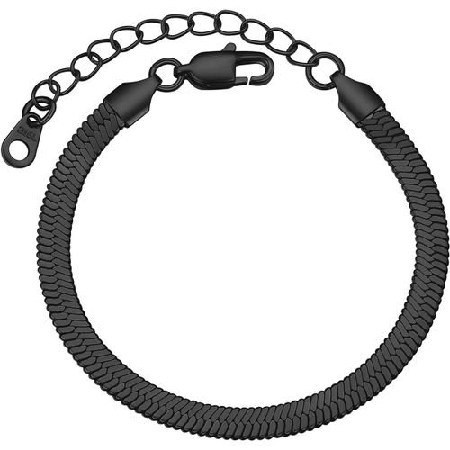 Eryi-Gourmette Femme Ajustable Acier Inoxydable/Plaqué Or 16+5cm, Bracelet À Chaîne Maille Miroir 3mm/5mm