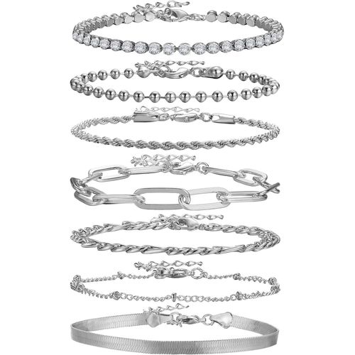 Eryi-Bracelets Empilables, Bracelets De Perles Bracelet De Poignet Chaînes De Poignet Et Bracelet Élégants De Tailles Différentes, Bijoux De Mains Pour Femmes