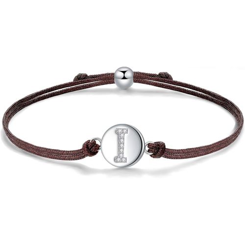 Eryi-Initial Lettre A-Z Corde Bracelet, Bracelets En Argent Sterling 925 Avec Zircones, Bracelets Tressés Réglables 24cm Amour Amitié Cadeau