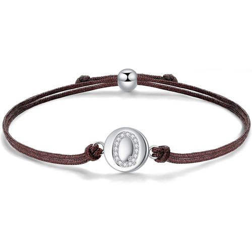 Eryi-Initial Lettre A-Z Corde Bracelet, Bracelets En Argent Sterling 925 Avec Zircones, Bracelets Tressés Réglables 24cm Amour Amitié Cadeau