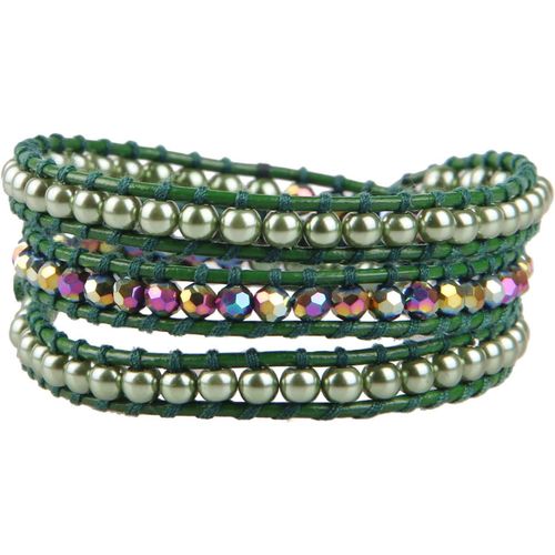 Eryi-Naturel Bleu Cristal Coquillages Perle Perlé 3 Couches Bracelet Fait Main Mode Femme Bijou