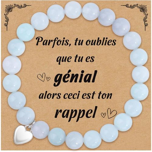 Eryi-Cadeau Femme Bracelet Pierre Naturelle Pour Femme Idee Cadeau Anniversaire Noël Saint Valentin Bracelet De Perle Avec Pendentif En C?ur Pour Maman Fille S?ur Amie Ado Couple