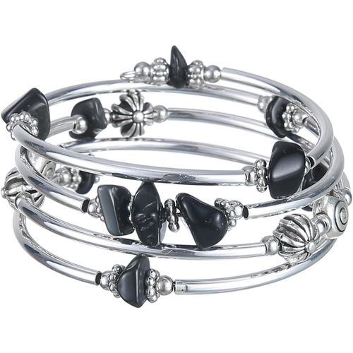 Eryi-Bracelet En Perles Argent Pour Femmes Bracelet Enveloppant En Pierre Multicouches Un Cadeau De Bijoux Fantaisie Pour Maman Le Jour De Thanksgiving - Boîte Cadeau