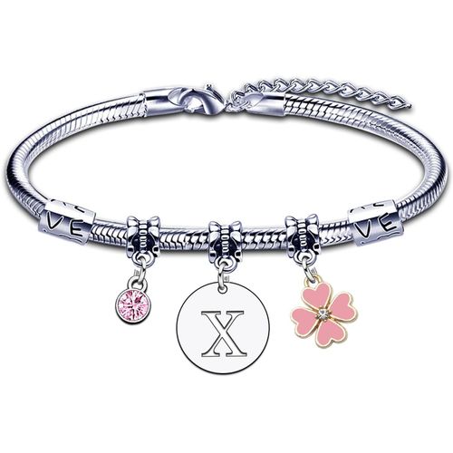 Eryi-Bracelet Lettre Initiale Prénom Pour Femme Argent Lettres A-Z Pendentif Bracelets S?urs Amitié Collègue Fille Mamie Femme Charme Bijoux Idée Cadeau Original Cadeaux Anniversaire Bracelet