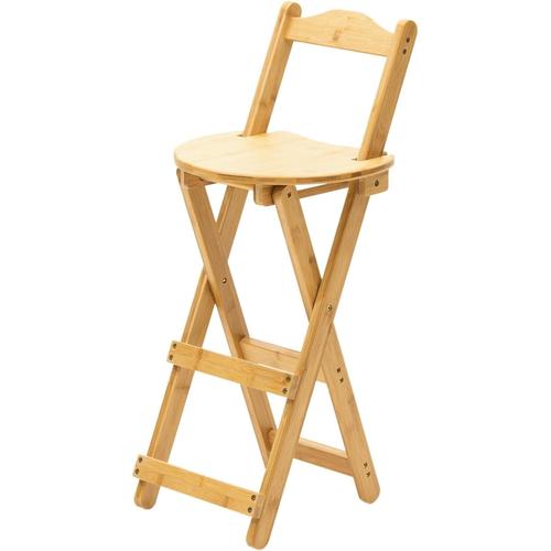 Tabouret De Bar Pliable En Bambou Tabouret De Cuisine Avec Dossier Repose Pieds Pour Cuisine Maison Jardin Bar Travail, Hauteur D'assise 61cm, Naturel