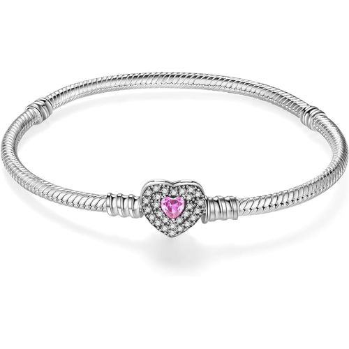 Eryi-Bracelet Pour Femme En Bracelet À Maille Serpent Avec Fermoir En Forme De C?ur En Argent Sterling 925 Meilleurs Cadeaux Pour Les Filles