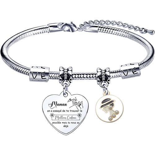 Eryi-Cadeau Fete Des Meres Maman Bracelets Cadeaux Maman Cadeau De Fête Des Mères Bracelet Maman Femmes Bijoux Bracelet Mère Cadeau D'anniversaire Maman D'amour