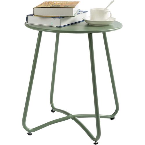 Petite Table Basse Table D'appoint De Patio, Table De Jardin Ronde Petite Table De Bout Table En Métal Pour Salon Jardin Patio Balcon Extérieur, Vert