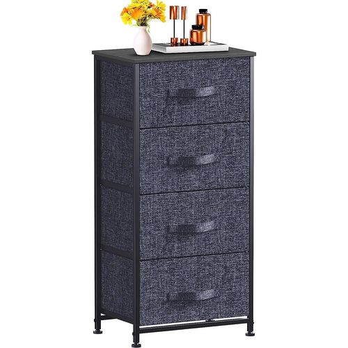 Commode 4 Tiroirs En Tissu - Meuble De Rangement Pratique Pour Chambre À Coucher, Chambre D'enfant, Couloir Dark Grey