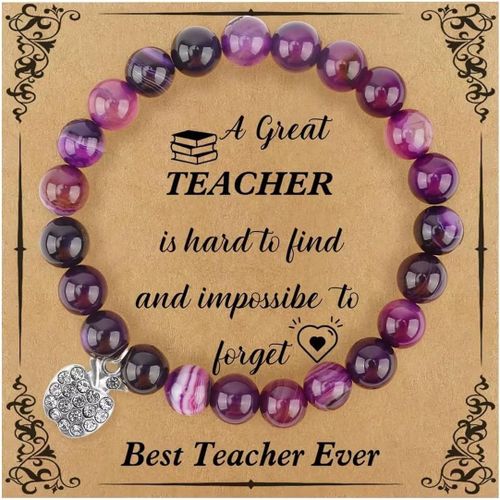 Eryi-Bracelet Maitresse D'école En Pierre Naturelle - Cadeau Fin D'année Pour L'enseignant, Maman, S?ur, Amie