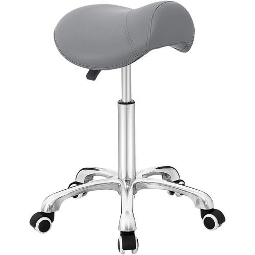 Tabouret Selle De Cheval Ergonomique À Roulettes Pour Cabinet Médical Dentist Kitchen, Tabouret Haut Réglable(Gris)