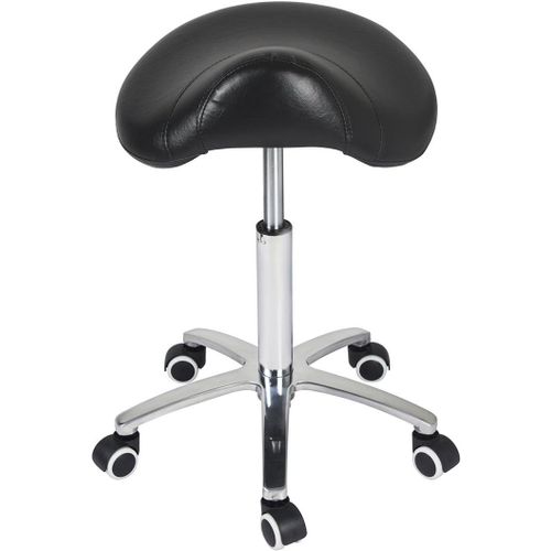 Tabouret Selle De Cheval Ergonomique À Roulettes Pour Cabinet Médical Dentist Kitchen, Tabouret Haut Réglable (Noir) (Noir, Sans Dossier)