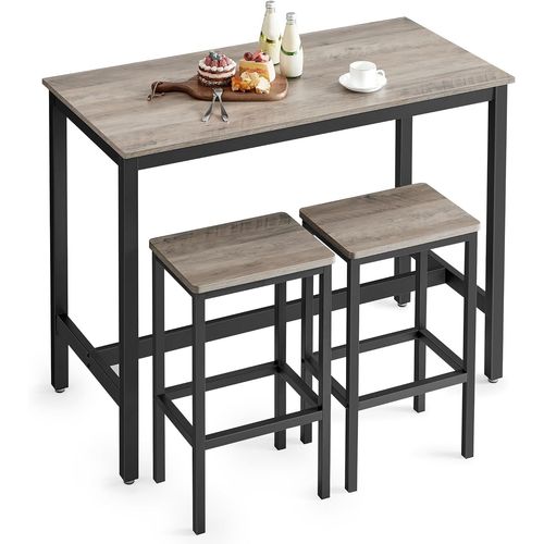 Lot De 2 Tabourets Bar, Table Chaises De Cuisine Industrielles Greige, Panneau De Particules De Bois, Acier, Grège Et Noir, 120 X 60 X 90 Cm (L X B X H)