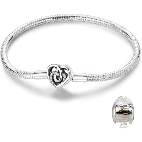 Eryi-Bracelet Pour Femme En Bracelet À Maille Serpent Avec Fermoir En Forme De C?ur En Argent Sterling 925 Meilleurs Cadeaux Pour Les Filles