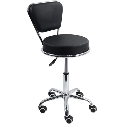 Tabouret De Bureau Réglable En Hauteur Chaise Pivotant Avec Dossier Bas En Cuir Pu Noir