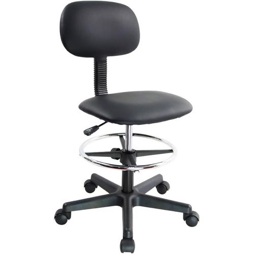 Tabouret De Bureau Avec Dossier Réglable En Hauteur 43-58cm Tabouret Pivotant Noir