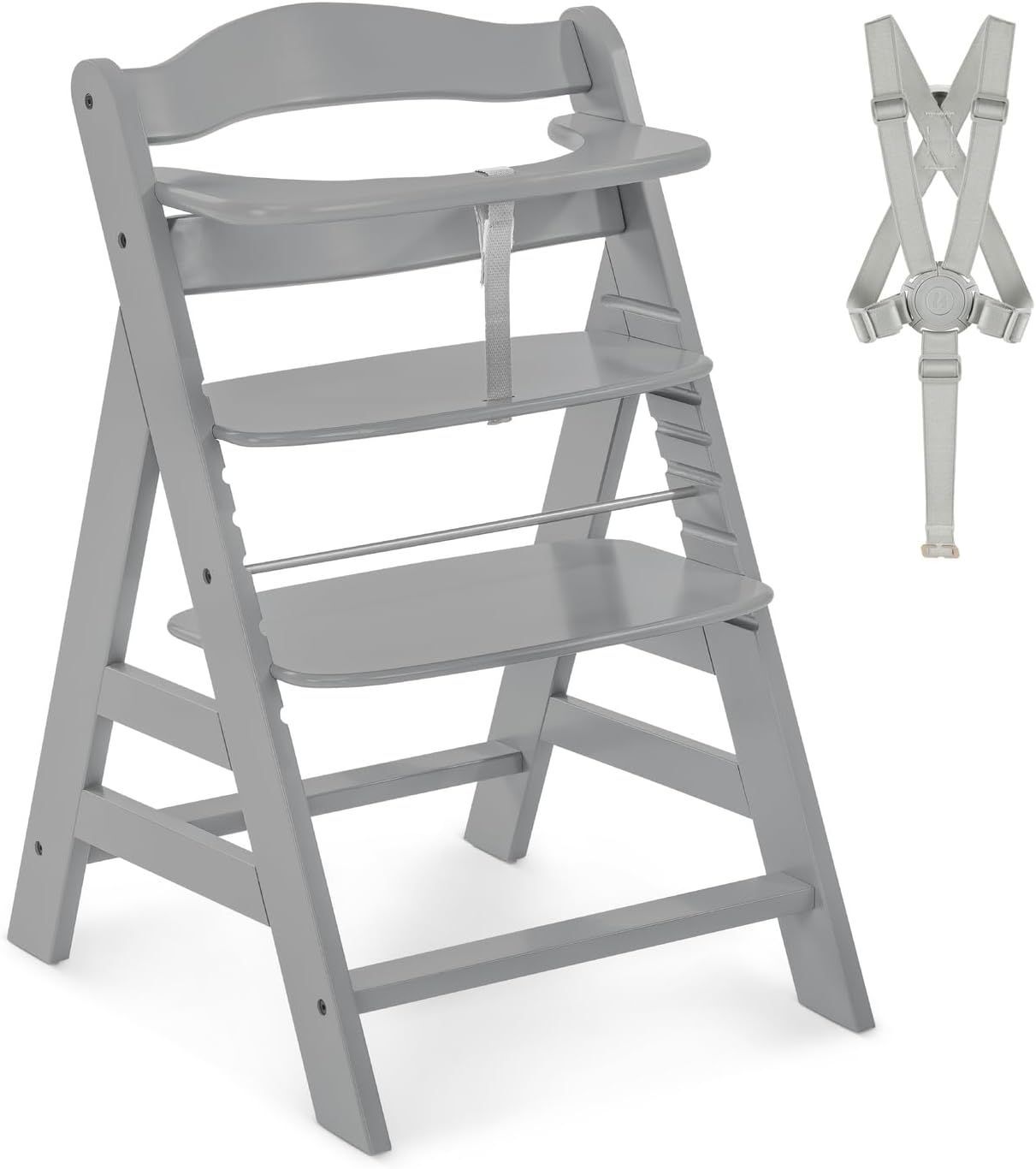 Harnais De Sécurité 5 Points Universel Pour Chaise Haute Et Poussette - Ajustable, Confortable - Blanc Argenté