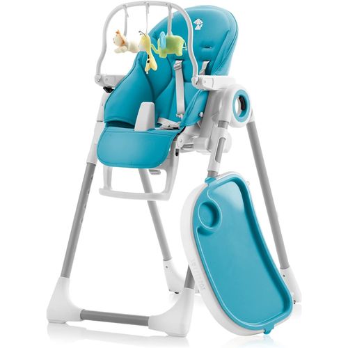 Chaise Haute Bébé Evolutive, Pliable Et Réglable, Nettoyage Facile - Inclinable En Transat Bebe Avec Barre De Jeux (De 6 Mois À 3 Ans, Max 15kg) Bleu