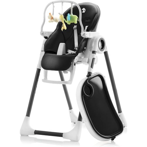 Chaise Haute Bébé Evolutive, Pliable Et Réglable, Nettoyage Facile - Inclinable En Transat Bebe Avec Barre De Jeux (De 6 Mois À 3 Ans, Max 15kg) Noir