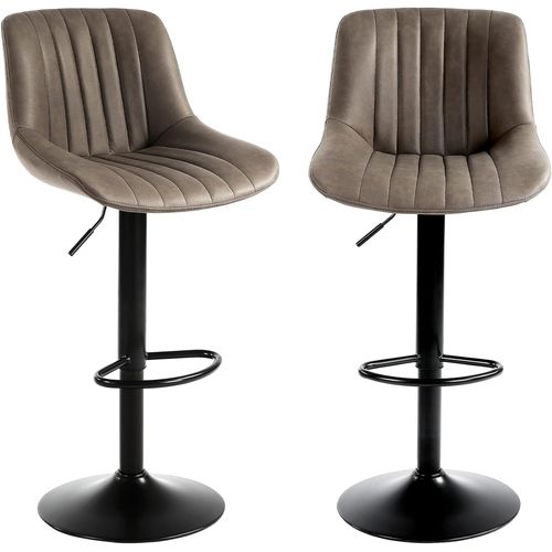 Tabouret Bar, Tabouret De Bar Lot De 2, Chaise De Bar Pivotants Avec Dossier, Tabourets De Bar Réglable En Cuir Pu, Chaise Haute Bar Moderne, Brun