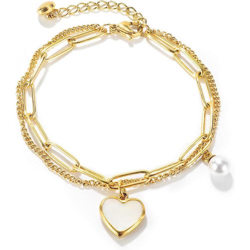 Eryi-Bracelet Pour Femmes, En Acier Inoxydable, Avec Pendentif En Forme De C?Ur