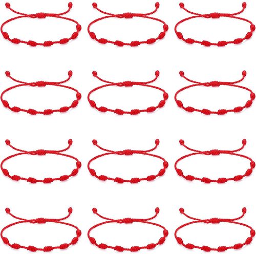 Eryi-Lot De 12 Bracelets À Cordon Rouge, Réglable, 7 N?uds, Bracelet De Protection, Bracelet Porte-Bonheur Tressé, Amulette, Bracelet De Cheville Pour La Protection, La Bénédiction, L'amitié, Les