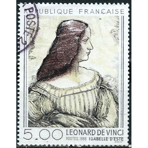 France 1986, Beau Timbre Yvert 2446, Tableau De Léonard De Vinci, "Portrait D'isabelle D'este", Oblitéré, Tbe.