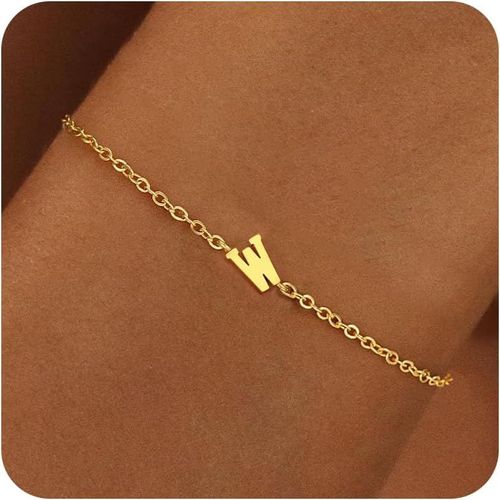 Eryi-Bracelet Pour Femme En Or Et Argent - Plaqué Or Blanc 18 Carats Avec Initiales - Cadeau Personnalisé - Bijou Fantaisie Pour Femmes Et Adolescentes