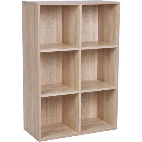 Bibliothèque À 6 Compartiments, Cloison Séparateur Pour Salon, Chambre, Chambre D?Enfant, Couleur Boisée, 65,5 X 30 X 97,5 Cm