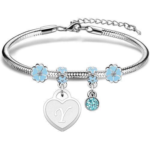 Eryi-Bracelet Lettre Initiale Prénom Pour Femme Argent Lettres A - Z Pendentif Bracelets Femme Charme Bijoux Idée Cadeau Femme Cadeau Femme Original Cadeaux Anniversaire Noël