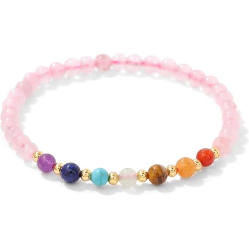 Eryi-Bracelet Chakra Pour Femme, Élastique Bracelet 7 Chakras Pierre Naturelle 4mm Naturelle Bracelets Perles Bracelets Pierres Naturelle Pour Femme Fille