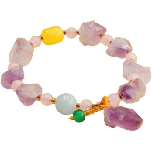 Eryi-- Bracelet Pierre Naturelle Femme - Perles Naturelles - Fait Main - Marque Française - Améthyste, Quartz Rose, Pierre De Lune, Citrine, Jade, Chakras - Qualité Premium