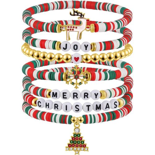 Eryi-Heishi Bracelets Pour Femmes, Chaînes De Poignet En Plastique, Bracelets De Surfeur Élastiques, Accessoires De Bijoux Pour Plages D'été Noël