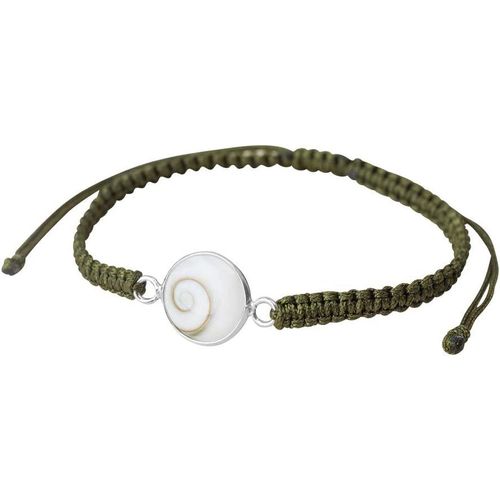 Eryi-Bracelet Femme Argent Et Macramé, De Couleur Noir, Vert, Rose Et Beige, Avec Pierre Naturelle Sainte Lucie - Bracelet Réglable, En Fil, Avec ?il De Shiva