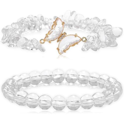 Eryi-2pcs Bracelet Pierre Naturelle Femme,8mm Pierres Bracelet Irrégulier En Pierre Papillon Bracelet En Cristal Élastique Homme Bracelet En Pierre Irrégulière Yoga Méditation