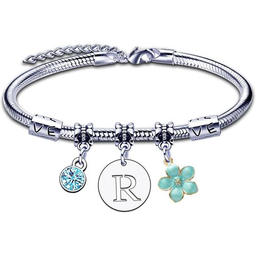 Eryi-Bracelet Femme Lettre Initiale Prénom Pour Maitresse Argent Lettres A-Z Pendentif Bracelets Femme Fille Charme Bijoux Idée Cadeau Femme Original Cadeaux Anniversaire Noël,Pour Atsem Soeur Fille