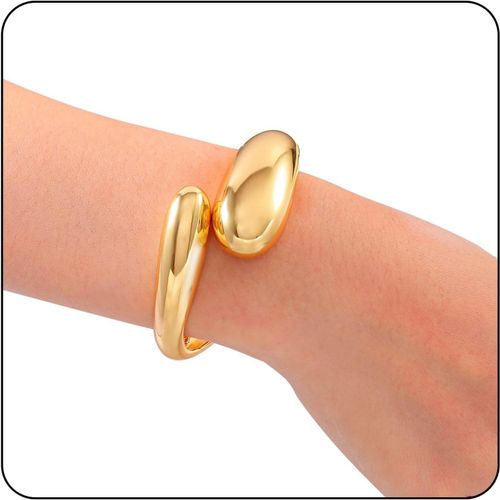 Eryi-Chunky Bangle Irrégulier Minimaliste Bracelet Femme Tendance Charnière Large Epais Poignet Manchette