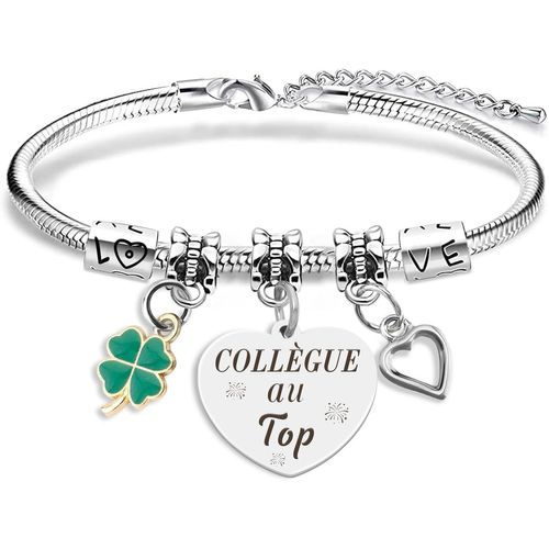 Eryi-Cadeau Collegue De Travail Femme, Cadeau Collegue Bracelet Collègue Amitié Cadeaux Merci Valentine Anniversaire Noel Paques Gourmette Cadeaux Original Idee Femme Accessoire