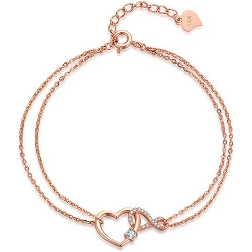 Eryi-Bracelet Pierre De Naissance Infini C?ur Argent Sterling 925 Réglable Double Couche Cadeaux Pour Maman Et Petite Amie