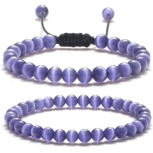 Eryi-2 Pièces Bracelet Pierre Naturelle Femme Bracelet Perles 6mm Élastique Bracelet De Pierres Précieuses Naturelles Réglable Bracelet Perles Cristal Bracelet