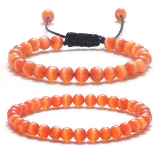 Eryi-2 Pièces Bracelet Pierre Naturelle Femme Bracelet Perles 6mm Élastique Bracelet De Pierres Précieuses Naturelles Réglable Bracelet Perles Cristal Bracelet