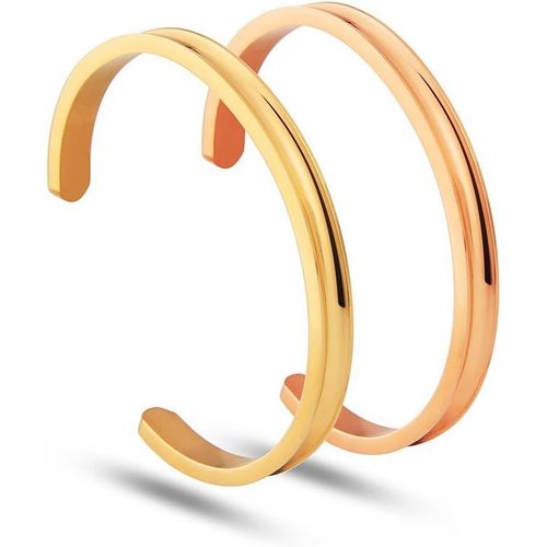 Eryi-Bracelet De Manchette Rainuré En Acier Inoxydable Bracelet De Bijoux Poli Pour Femme