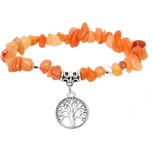 Eryi-Arbre De Vie Bracelet À Breloque Pierre Naturelle Bijoux Femme Elastique Yoga Médidation
